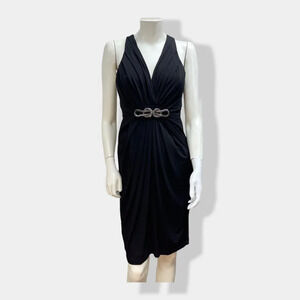 LONDON Times Black‎ Sleeveless Gathered Dress